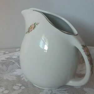 VTG HALL'S Superior Quality Kitchenware Rose White MINI round belly Pitcher USA